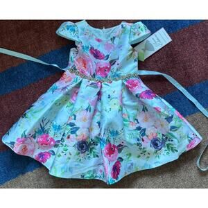 NWT Rare Editions Floral Embellished Dress - 4T $74